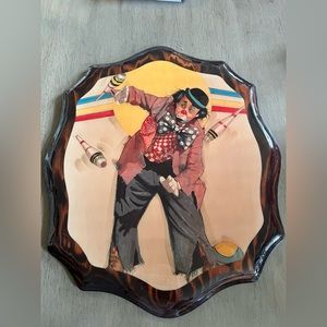 Wooden clown art. Bowling.